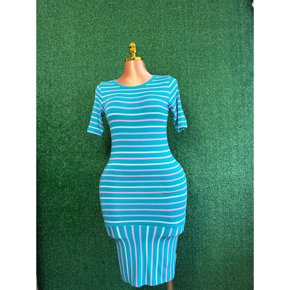 Lularoe Women's Shift Dress Blue Stripe Size S